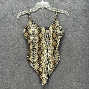 Hera Collection Bodysuit Womens Small Snake Skin Print Sleeveless Snap Celebrity